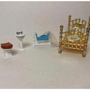 Vintage 1980 Mattel The Littles Metal Die Cast Doll House Furniture